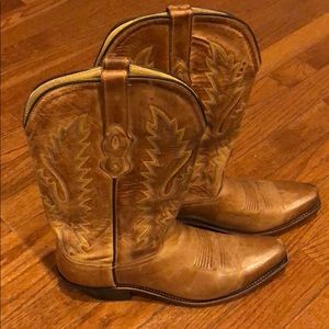 Distressed leather cowgirl boots